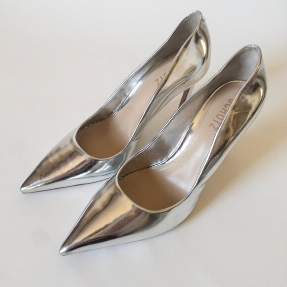 Schutz Lou Metallic Silver High Heel Pumps SZ 9  Pointed-Toe - Picture 9 of 10